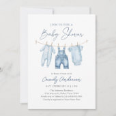 Blue Jean Denim Boy Baby shower Kaart (Voorkant)