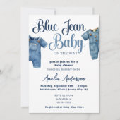 Blue Jean Denim Boy Baby shower Kaart (Voorkant)