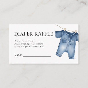 Blue Jean Denim Boy Baby shower Luier Raffle Informatiekaartje