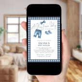 Blue Jean Denim Boy Gingham Baby Shower  Kaart