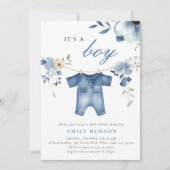 Blue Jean Denim Clothes Boy Baby shower Kaart (Voorkant)