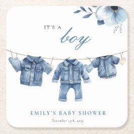 Blue Jean Denim Clothes Boy Baby shower Kartonnen Onderzetters