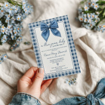 Blue Jean Denim Coquette Bow Gingham Baby shower