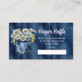 Blue Jean Denim Daisies Baby shower Luier Raffle Informatiekaartje (Voorkant)