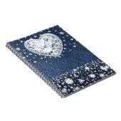 Blue Jean Denim & Diamonds Bling Diamond Heart Notitieboek (Rechterzijde)