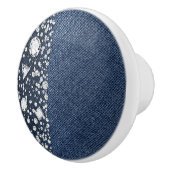 Blue Jean Denim Diamonds Glam Trendy Diamond Bling Keramische Knop (Rechts)
