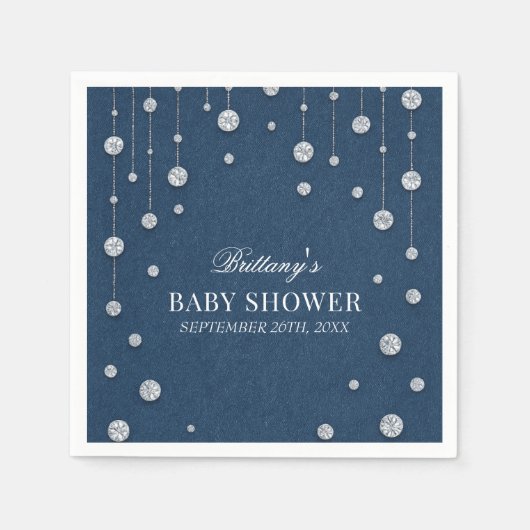 Blue Jean Denim en Diamond Baby shower Servet (Voorkant)