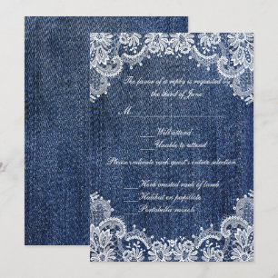 Blue Jean Denim en Kaart van de Lace Wedding Respo