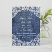 Blue Jean Denim en Lace Engagement Party Kaart (Staand voorkant)