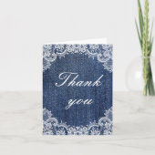 Blue Jean Denim en Lace Hartelijk dank! Bedankkaart (Voorkant)