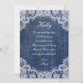 Blue Jean Denim en Lace Maid of Honor Kaart (Voorkant)