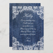 Blue Jean Denim en Lace Maid of Honor Kaart (Voorkant / Achterkant)