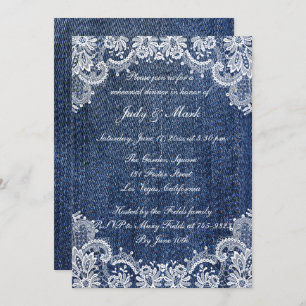 Blue Jean Denim en Lace Rehearsal Dinner Kaart