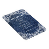 Blue Jean Denim en Lace Save the Date Magneet (Rechterzijde)