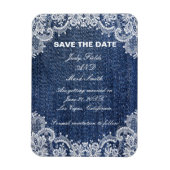 Blue Jean Denim en Lace Save the Date Magneet (Verticaal)