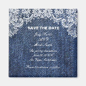 Blue Jean Denim en Lace Save the Date Magneet (Voorkant)