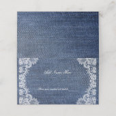Blue Jean Denim en Lace Table Plaatskaartje (Buitenkant ongevouwen)