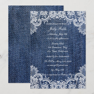 Blue Jean Denim en Lace Vrijgezellenfeest Kaart