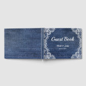 Blue Jean Denim en Lace Wedding Guest Book Gastenboek (Volledig)