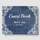 Blue Jean Denim en Lace Wedding Guest Book Gastenboek (Voorkant)