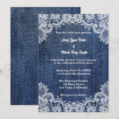 Blue Jean Denim en Lace Wedding Kaart (Voorkant / Achterkant)