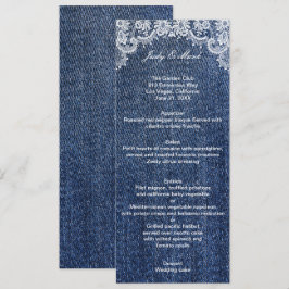 Blue Jean Denim en Lace Wedding Menu Kaart