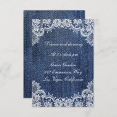 Blue Jean Denim en Lace Wedding Reception Kaart (Voorkant / Achterkant)