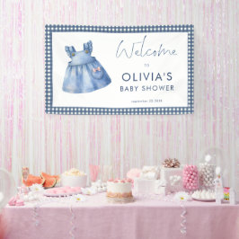 Blue Jean Denim Gingham Girl Welcome Baby Shower Spandoek