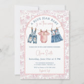 Blue Jean Denim Girl Baby Shower Kaart (Voorkant)