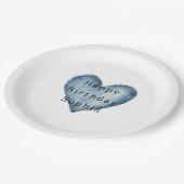 Blue Jean Denim Heart Birthday Papieren Bordje (Gekanteld)