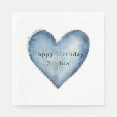 Blue Jean Denim Heart Birthday Servet (Voorkant)