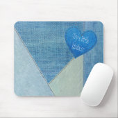 Blue Jean Denim Heart met Quote Muismat (Met muis)