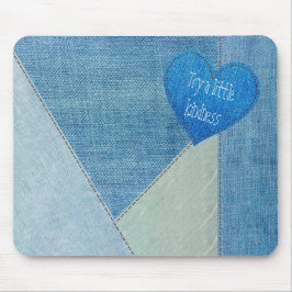 Blue Jean Denim Heart met Quote Muismat