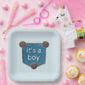 Blue Jean Denim Het is een Boy Baby shower Papieren Bordje (Feest)
