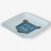 Blue Jean Denim Het is een Boy Baby shower Papieren Bordje (Gebogen)