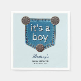 Blue Jean Denim Het is een Boy Baby shower Servet