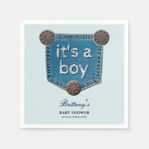 Blue Jean Denim Het is een Boy Baby shower Servet