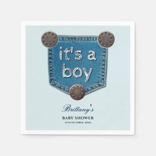 Blue Jean Denim Het is een Boy Baby shower Servet (Voorkant)