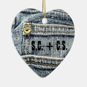 Blue Jean Denim Pocket - Pas het aan! Keramisch Ornament (Rechts)