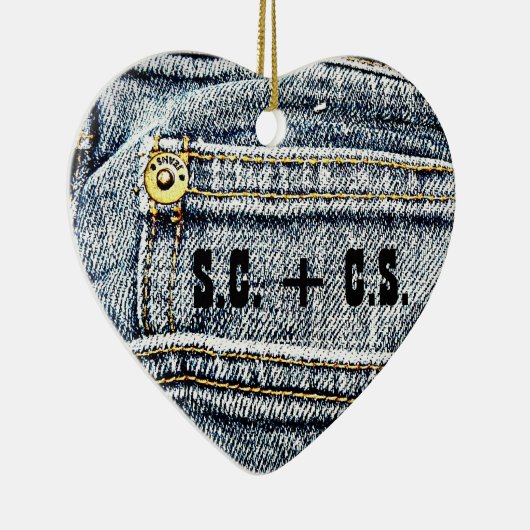 Blue Jean Denim Pocket - Pas het aan! Keramisch Ornament (Rechts)