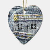 Blue Jean Denim Pocket - Pas het aan! Keramisch Ornament (Links)