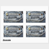 Blue Jean Denim Pocket - Personaliseer het! Rechthoekige Sticker (Vel)