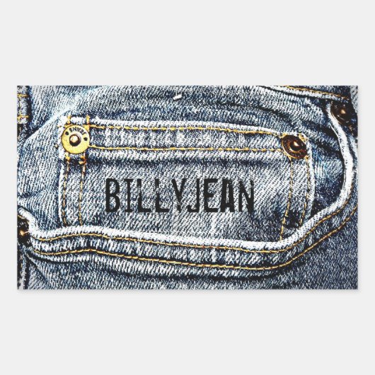 Blue Jean Denim Pocket - Personaliseer het! Rechthoekige Sticker (Voorkant)