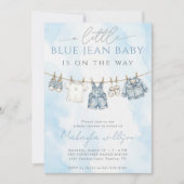 Blue Jean Denim Rustic Western Baby Shower Kaart (Voorkant)