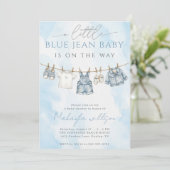 Blue Jean Denim Rustic Western Baby Shower Kaart (Staand voorkant)