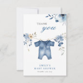 Blue Jean Denim Sweet Boy Baby shower Bedankkaart (Voorkant)