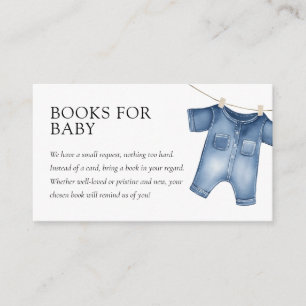 Blue Jean Denim Sweet Boy Baby shower Boeken Informatiekaartje