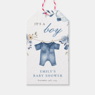 Blue Jean Denim Sweet Boy Baby shower Cadeaulabel