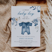 Blue Jean Denim Sweet Boy Baby shower Kaart