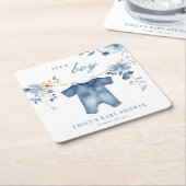 Blue Jean Denim Sweet Boy Baby shower Kartonnen Onderzetters (Schuin)
